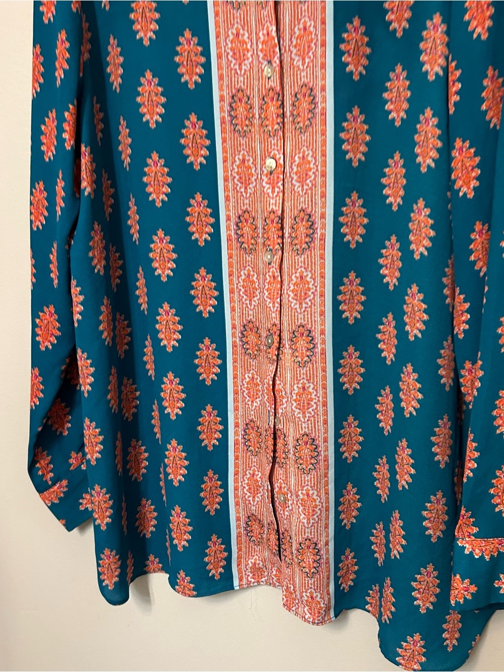ROSE & OLIVE Button Up Shirt Women’s‎ Size XL Multicolor Long Sleeve Boho Career - Picture 2 of 7